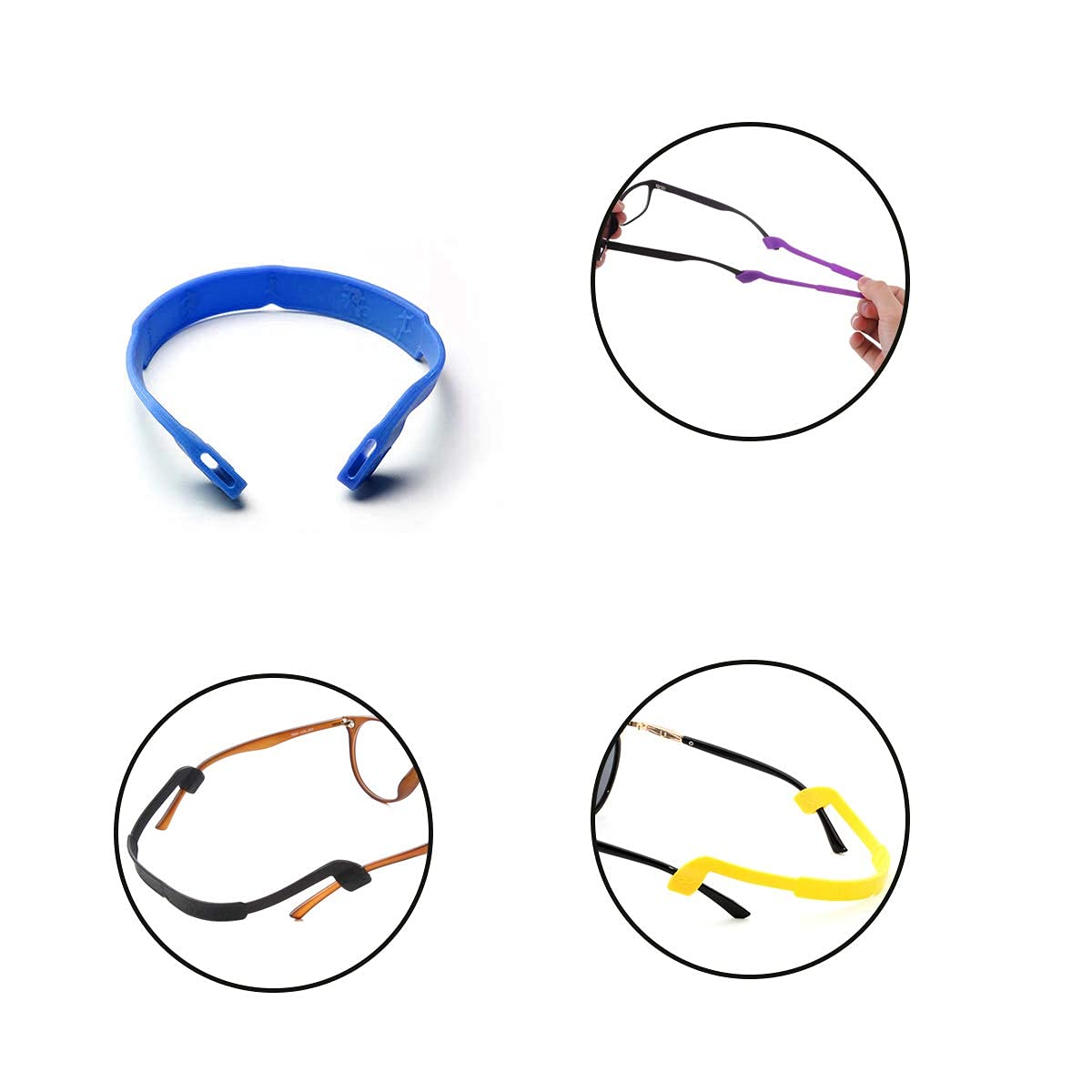 LEEQ 10 Stück Silikon Brillen Riemen Brillen Aufbewahrungen Sport Antirutsch Elastische Brille Sonnenbrille Kabel Halterung für Kinder, 10 Farbe