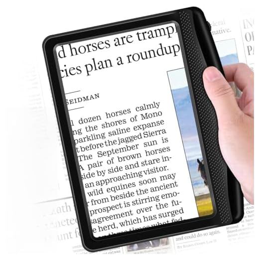 Rechargeable 5X Magnifying Glass for Reading, Large Bright Full Page Magnifier with Light, Handheld LED Dimmable Lighted, Lightweight Book Magnifier for Reading Small Prints Seniors Low Vision