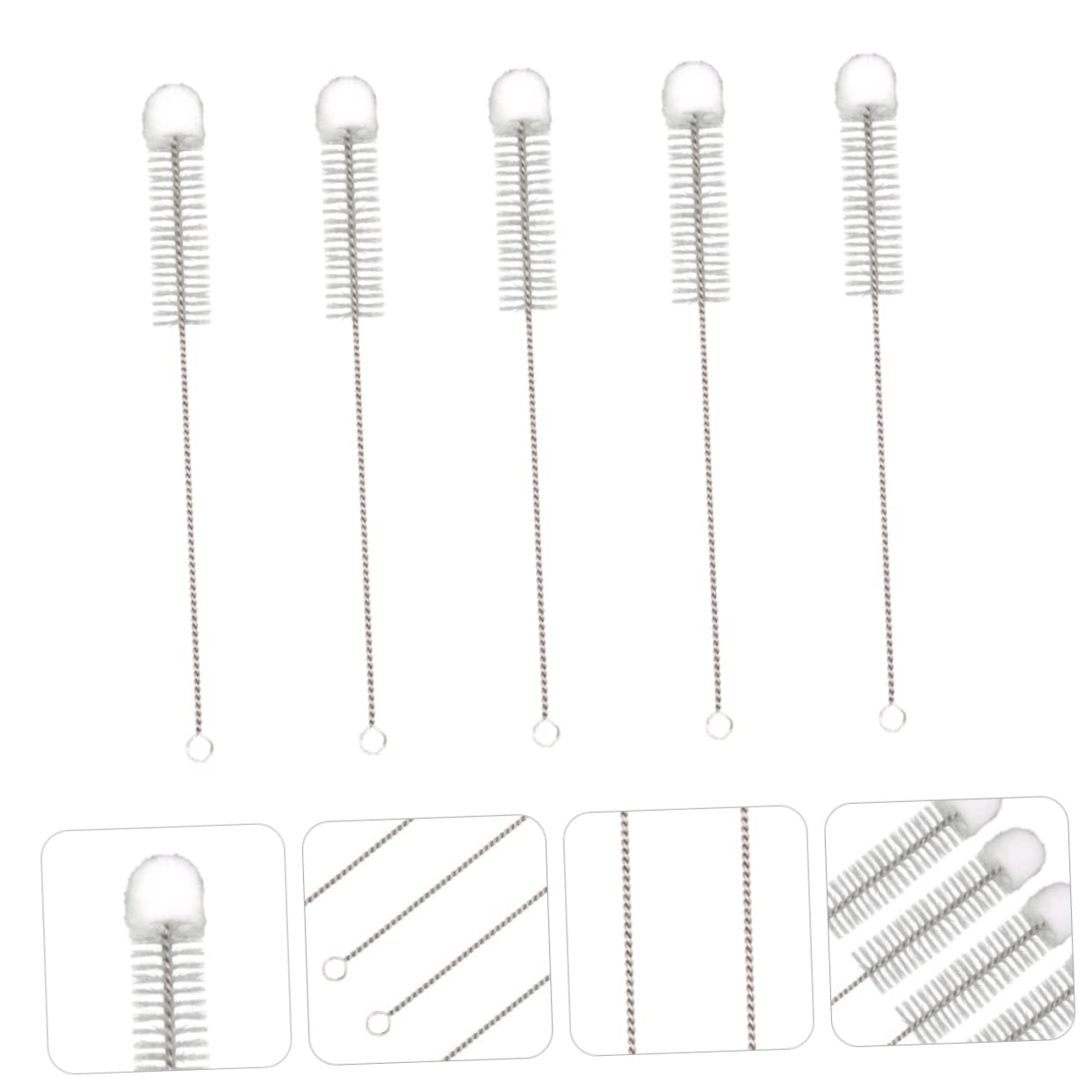 Didiseaon 5pcs Nylon Cleaning Brush Cotton Softy Tip Brush Pipe Cleaner Brush Test Tube Brush Brush Jars Brush Cleaning Softy Tip Brush Bottle Brush Nylon Brush Stainless Steel White