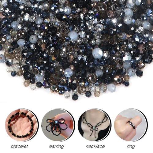 TOAOB 1000pcs Crystal Glass Beads Spacer Beads for Bracelets Necklace Earrings Jewellery Making Black Series 4mm 6mm 8mm - Image 3