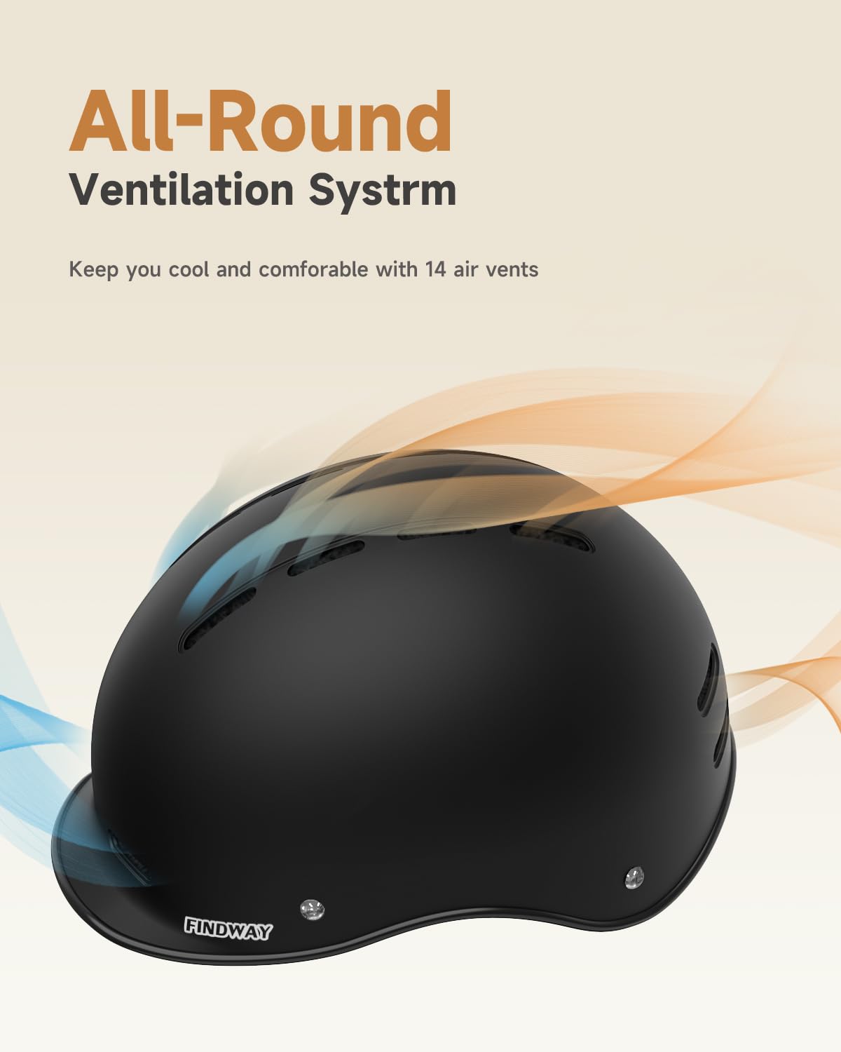 Findway Casque de vélo, casque de vélo pour homme et femme, casque de vélo pour la circulation urbaine et les navetteurs, offre une protection lors du vélo de route, du patinage et du vélo électrique