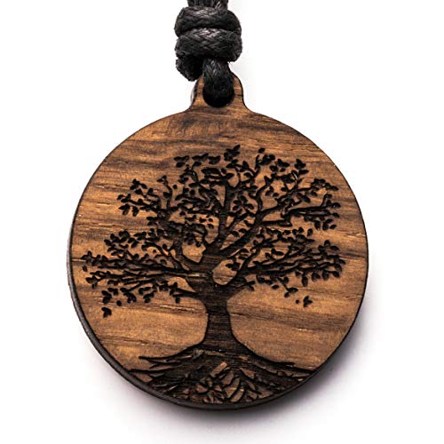 treeforce Arbre de vie, arbre de vie, chaîne en bois, collier, porte-clés ou pendentif de voiture 3 en 1 DIY bijoux, fait à la main, durable et végétalien en bois