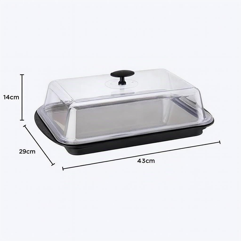 APS Thermo-Set 5-piece - Ensemble de plateau de haute qualité composé d'un bol robuste, d'un plateau en acier inoxydable, de deux batteries de refroidissement et d'un bonnet de fraîcheur, noir