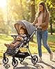 RichBaby Dash Pushchair - from Birth to 3 Years (15kg), Lightweight, Easy One-Hand Fold, Compact Stroller, Large Extendable Hood - Grey