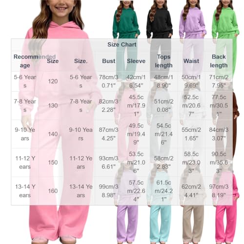 Girls 2 Piece Outfits Girls Sweatsuits Sets 2 Piece Outfit Hooded Sweatshirt Pants Set Kids School Fashion Casual Tracksuit Loungewear Pink 5-6 Years - image 2
