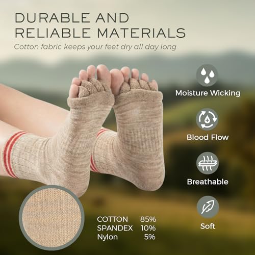 Image of Toe Separator Socks,Foot Alignment Sock for Health Care, Pain Relief, Bunion Corrector, Breathable Toe Socks