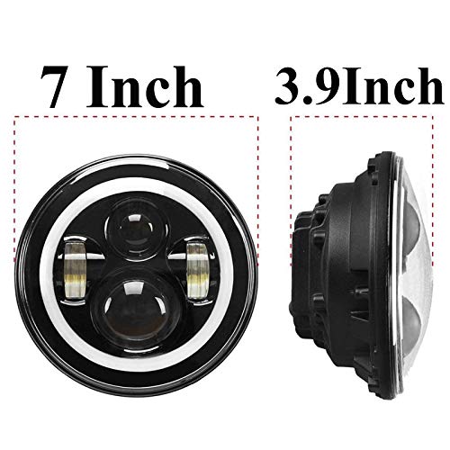 Dot For 2006-2016 Freightliner Coronado 7'' Inch Led Drl Headlight Round Projector Bulb Black Amber Halo Ring Angel Eyes For High/Low Beam Turning Signal Light W/H4 H13 Adapter Play & Plug #TOP3