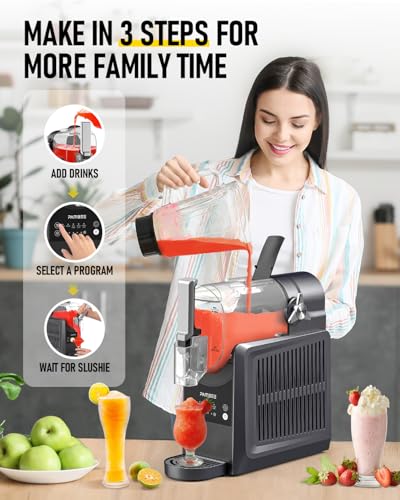 Image of 88oz Slushie Machine, No Ice Needed Frozen Drink Maker for Home, Self-Cleaning, 5 Preset Menus & 5 Temp Settings Slushy Machine for Margarita, Frappes, Milkshakes and More