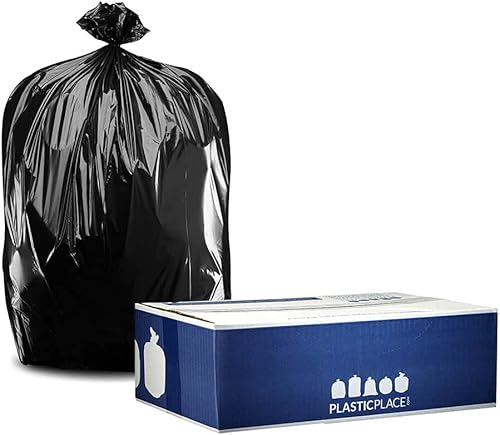 Miniatura 10 de Plástico 32  33 galones bolsas de basura de 1 mil, negro resistente, para basura de 13.0 x 39.0in (100 unidades)