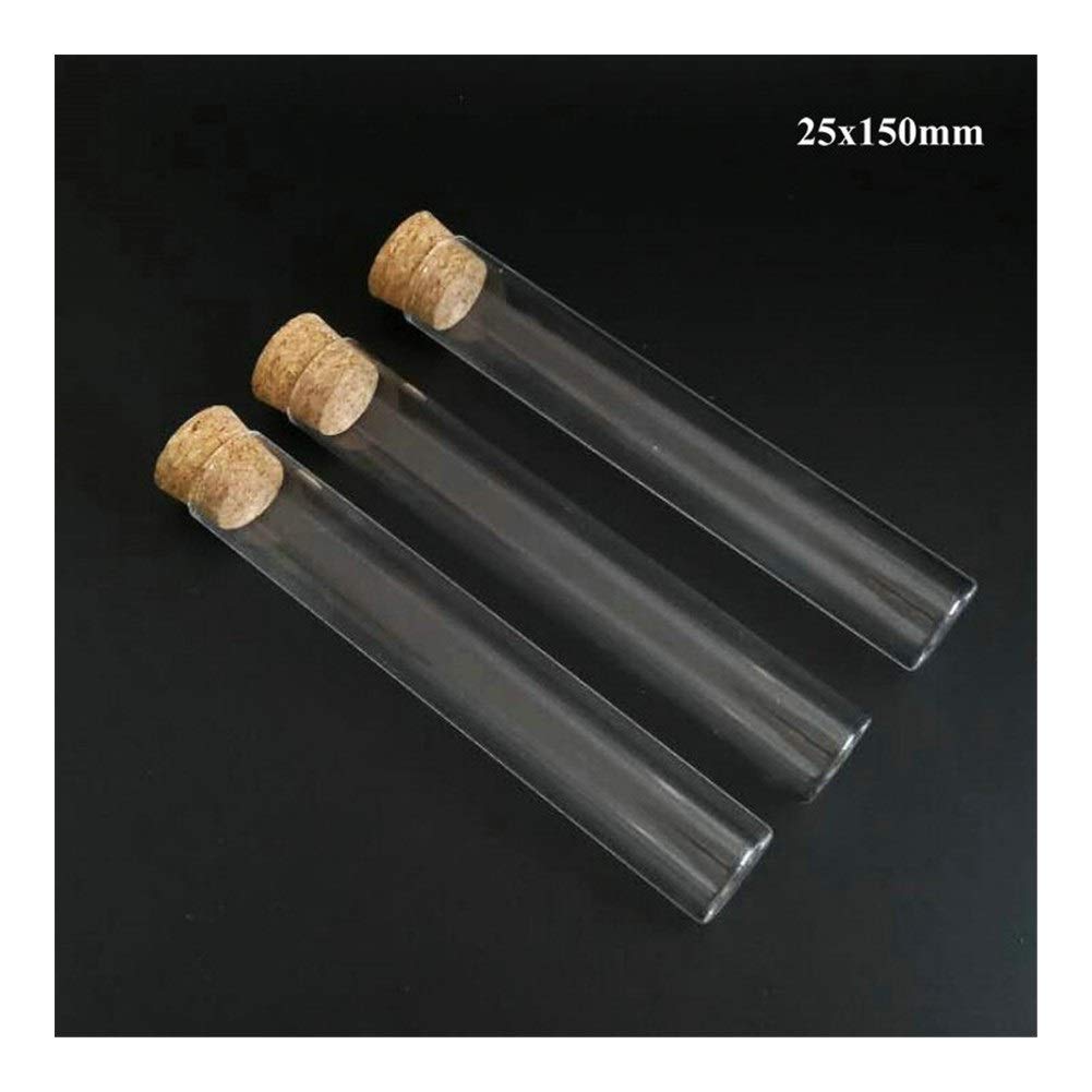 Xianglaa- tubos de ensayo para regalo, 12pcs / porción plana inferior del tubo de ensayo de vidrio, 25x150mm, con tapón de corcho, for las clases de experimentos de laboratorio , Amplia gama de aplica