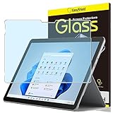 【 ブルーライトカット】Surface Go 4/ Surface Go 3 (2021) / Go 2 (2020) / Go (2018) 10.5インチ 用の ガラスフィルム マイクロソフト GO2/3/4 フィルム 液晶保護フィルム 目の疲れ軽減【硬度9H/耐衝撃/飛散防止/貼り付け簡単/自動吸着/気泡ゼ/ロ指紋防止/ラウンドエッジ加工/超高質感 アイスブルー】Surface Go 3
