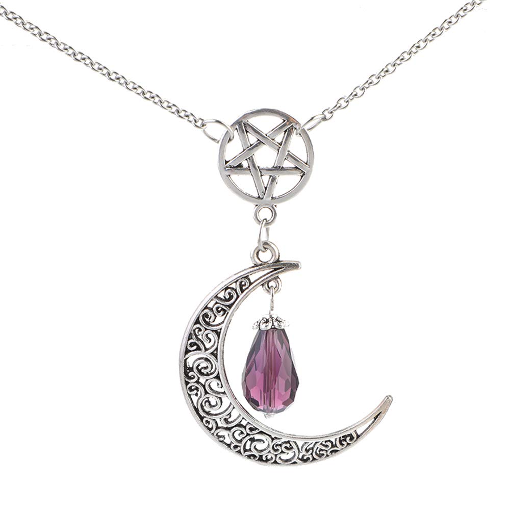 MJartoria Moon Pentagram Necklace Crystal Chakra Pendant Layered Necklaces for Women Choker Necklace Gothic Jewelry Y2K Goth Accessories