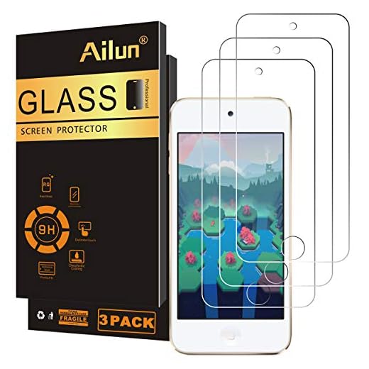 Ailun Screen Protector for iPod Touch 7 Touch 6 Touch 5 Curved Edge Tempered Glass 3Pack Compatible with iPod Touch 7th Generation 2019 Released 6th Generation 2015 Released 5th Generation Case Frien