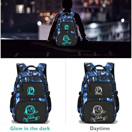 School Backpack for Boys, Waterproof Laptop Backpack with USB Charging Port, Anime Cartoon Luminous Backpack Lightweight Kids Bookbag for Teen Boys2