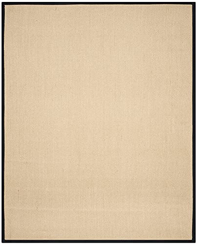 Image of SAFAVIEH Area Rug 9x12 - Natural Fiber Collection - Large - Maize & Black, Sisal, Woven Design with Border (NF141A)