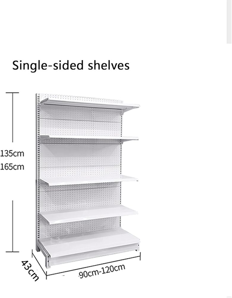 Detaliczna półka gondolowa – 5-półkowy stojak ścienny do supermarketów, sklepów spożywczych, artykułów biurowych, sklepów monopolowych, jednostronny design