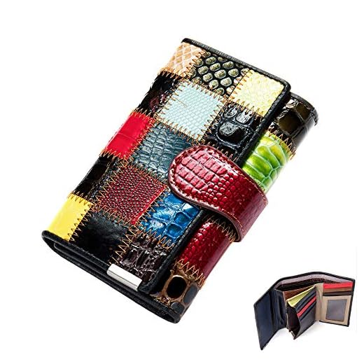 Carteiras femininas multicoloridas, porta-cartões de couro legítimo, bolsas grandes para celular, Carteira de viagem, Multicolorido-S, Small