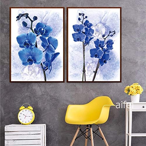 hetingyue Lienzo nórdico sin Marco Azul Violeta Flor Planta póster e impresión decoración del hogar decoración de Imagen de Pared Modular 40x60 cm