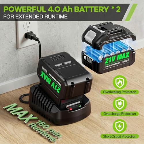 Image of SOARFLY Leaf Blower Cordless, 580 CFM Airflow Electric Leaf Blowers with 2x4.0Ah Batteries and Charger, Stepless Speed Control, Powerful Snow Blowers for Lawn Care, Patio, Dust, Blowing Leaves