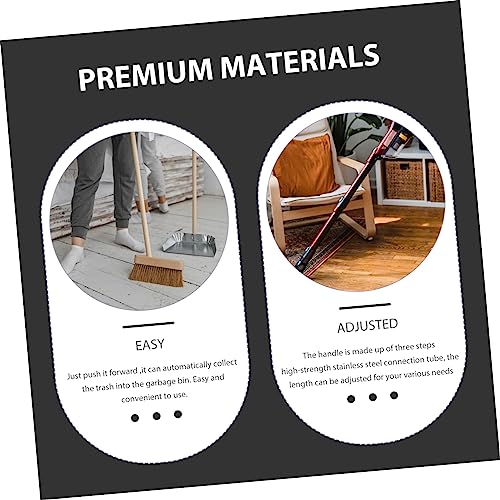 Luxshiny Multi Function Hand Sweeper Broom with Dustpan and Trash Bin Rotating Floor Cleaning Mop for Hard Floors Handle Design Red