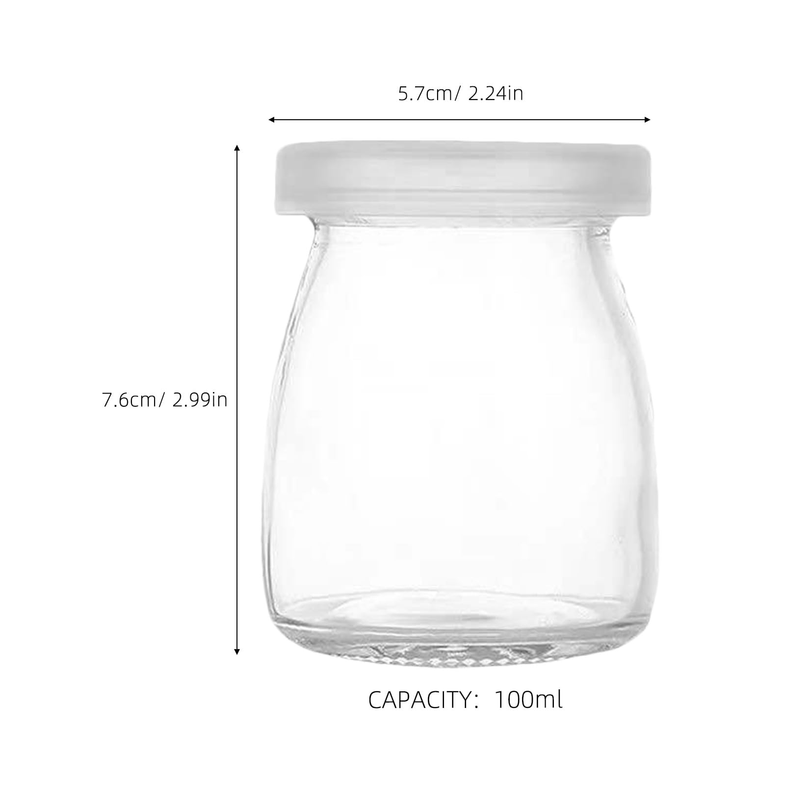 Veemoon 20 vasetti di yogurt con coperchio - Contenitore per budino - Piccole bottiglie di vetro con coperchio per marmellata, bomboniere e alimenti per bambini 100 ml