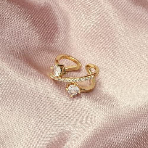 Image of SALTY Anti Tarnish Finger Ring for Women | Adjustable Fancy Jewellery Design | Fashion Accessories for Girls | Minimal Jewelry | Gift for Diwali, Christmas, Marriage, Birthday