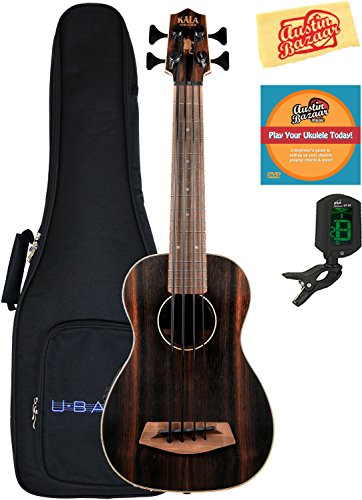 Kala U-Bass-EBY-FS Striped Ebony Fretted Acoustic-Electric U-Bass Ukulele Bundle with Gig Bag, Tuner, Austin Bazaar… - Les Beatles, Paul McCartney, John Lennon, RIngo Starr, George Harrison Kala U-Bass-EBY-FS Striped Ebony Fretted Acoustic-Electric U-Bass Ukulele Bundle with Gig Bag, Tuner, Austin Bazaar…