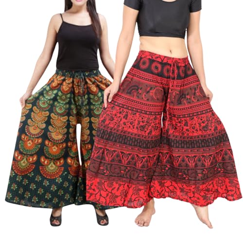 Wevez Wide Leg High Waisted Cotton Women Palazzo Pant – 3 Pcs Assorted Colors, 100% Cotton, Stretchable Waistband4