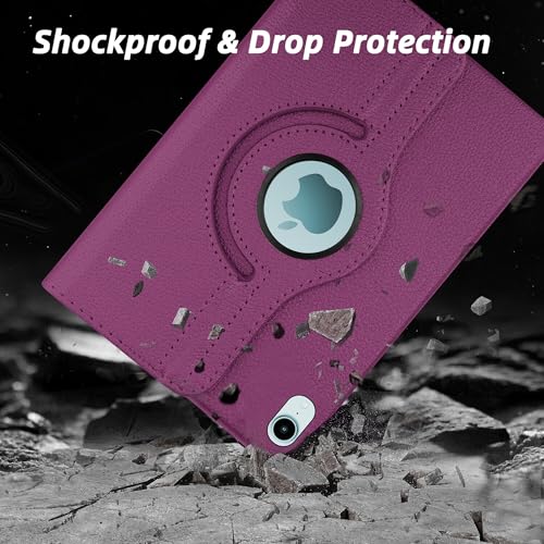 Image of TGK 360 Rotatable Smart Flip Cover for iPad mini 7 Case A17 Pro 2024, iPad mini 7th /6th Generation 8.3 inch (Purple)
