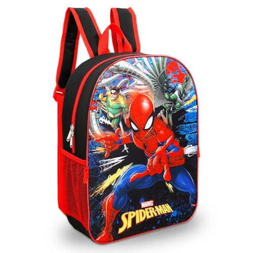 Spiderman Backpack with Lunchbox Set - Bundle with 16" Marvel School Bag, Insulated Lunch Bag, Water Bottle, More | Spiderman School Supplies Pack2