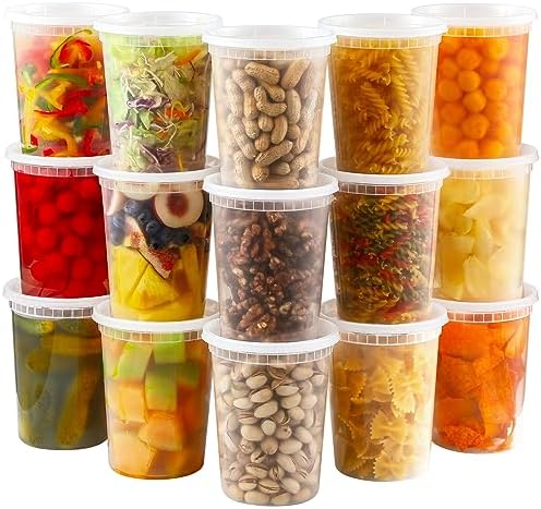 AOZITA 20 Sets 32 oz Plastic Deli Food Containers With Lids, Airtight Food Storage Containers, Freezer/Dishwasher/Microwave Safe, Soup Containers For Takeout Meal Prep Storage