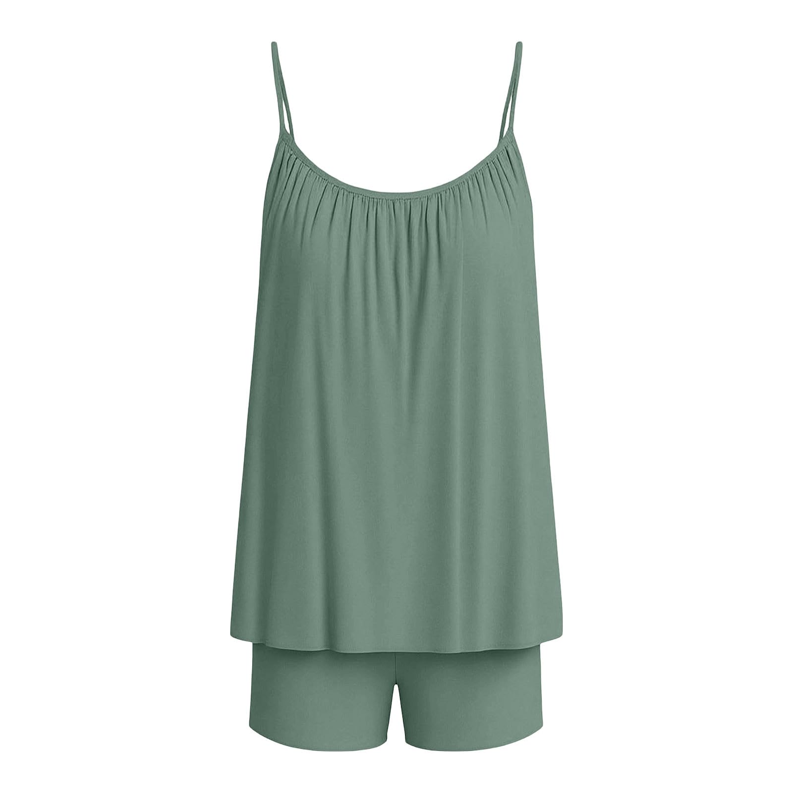 Sommerliches Tanktop und Shorts, lässiges Strandoutfit, einfarbige zweiteilige Shorts # L