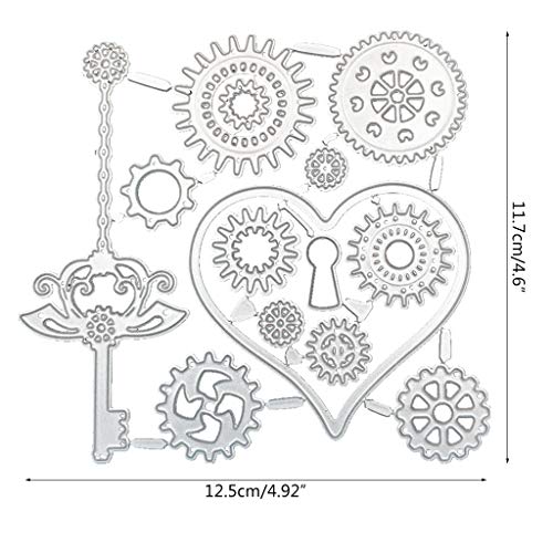 WuLi77 Carbon Steel Cartoon Gear Heart Metal Cutting Dies for Card Making, Embossing Stencil for Scrapbooking DIY Album Paper Card Art Craft Decor steampunk buy now online