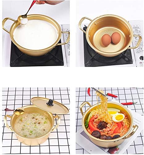Home Practical Aluminum Alloy Noodle Cooking Pot Multipurpose Yellow Aluminum Stockpot Instant Noodles Pot