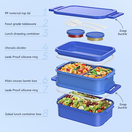 Jelife Adult Bento Lunch Box - 3 Layers Stackable Bento Lunch Box For Adults, 72Oz Large All-In-One Bento Box Leak-Proof Lunch Boxes thumb #3