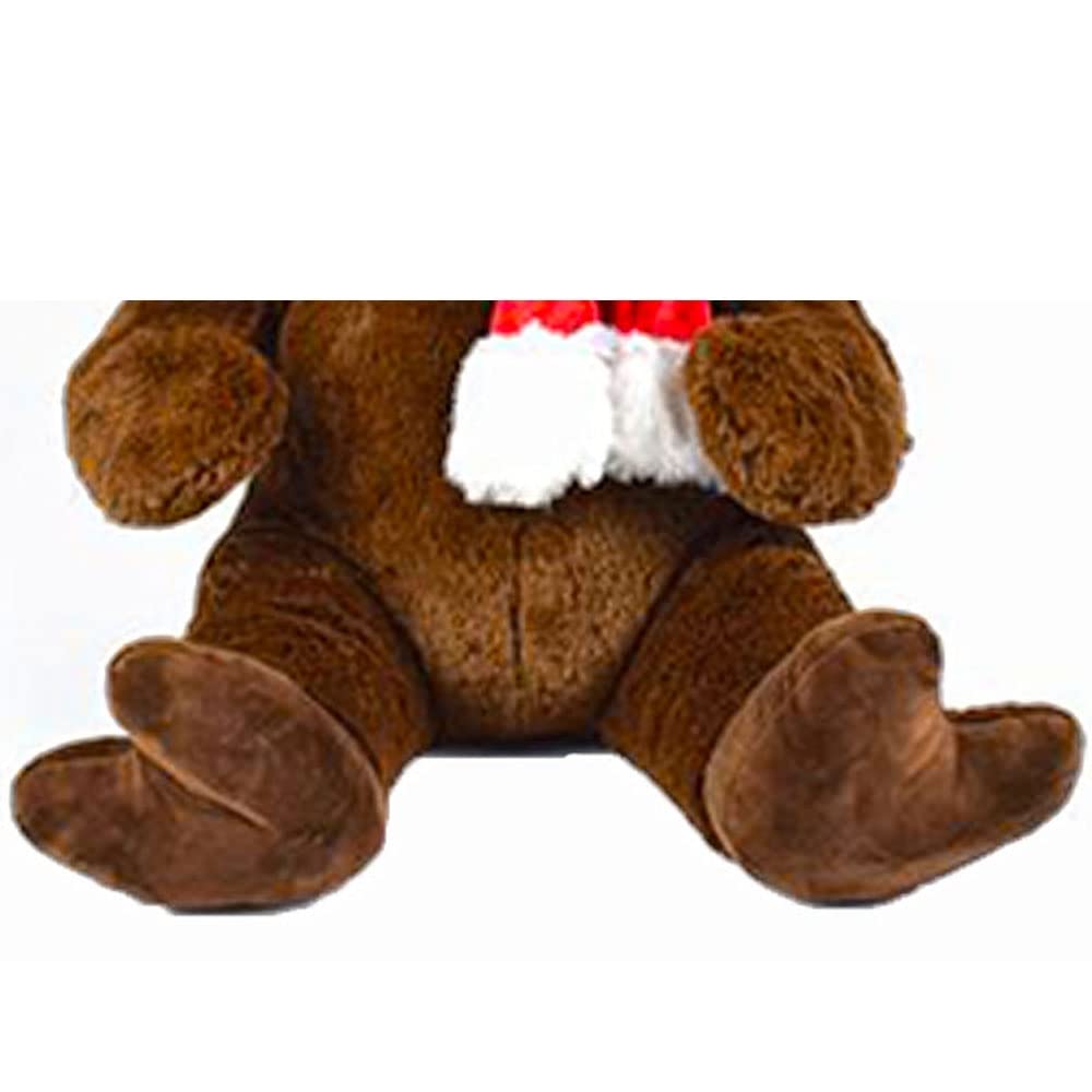 Renna peluches Grande Pupazzo con Sciarpa Rossa e Bianca h50 Decorazioni di Natale Idea Regalo Bambini Morbido