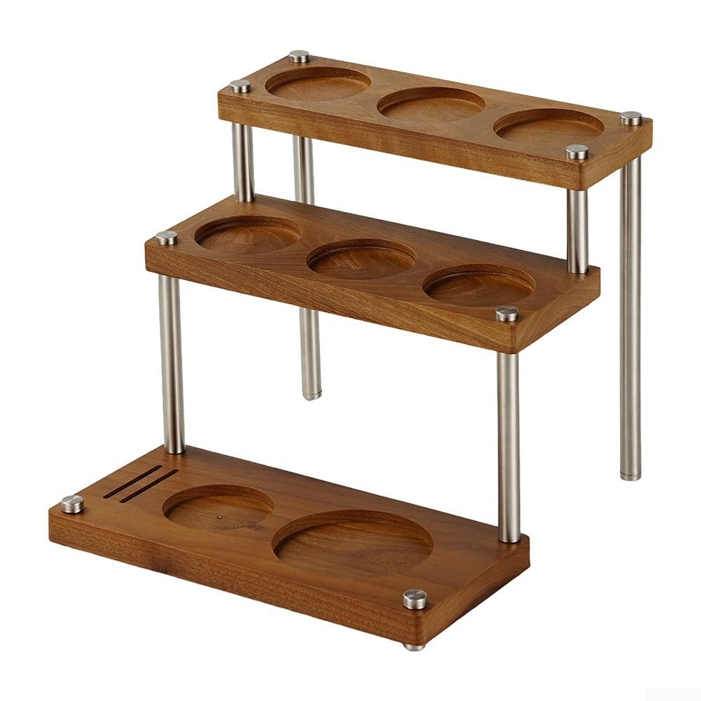 Estación de manipulación para espresso, soporte de acero de madera de 3