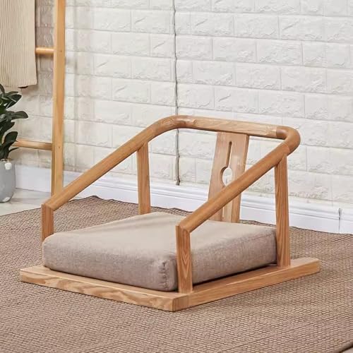 Chaise de sol portable bois massif dossier accoudoirs pour meditation