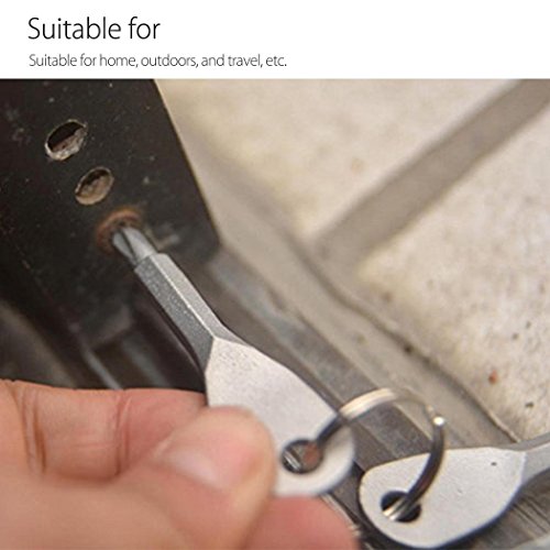 4PCS Mini Pocket Screwdriver Set Keychain Outdoor Tool Kit Stainless Steel Black+Silver