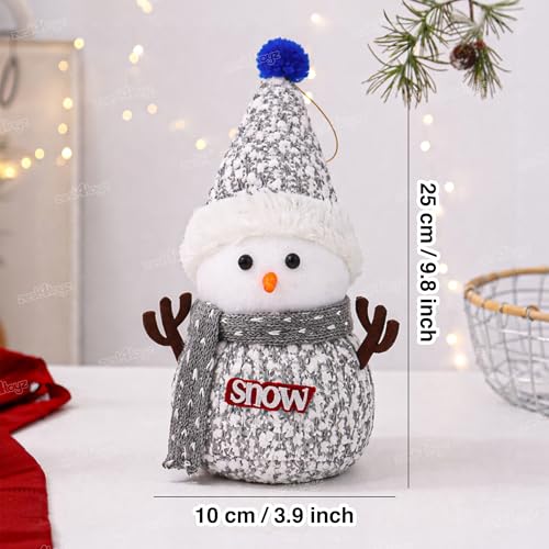 Image of Zest 4 Toyz Christmas Snowman Hanging Ornament Plush 1 Doll with Scarf Grey Hat Miniature Figure Christmas Decorations Santa Toy Items Party Supplies