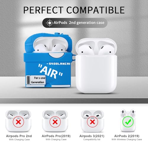 Image of [2Pack] Gedicht for Apple Airpods 2nd Generation Case Cover, Cute Cartoon Shoe Box Soft Silicone Protective Cases for AirPods 1&2 Case with Keychain for Women Men, Red+Blue