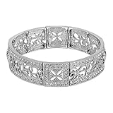1928 Jewelry Vintage Lace Crystal Filigree Stretch Bracelet