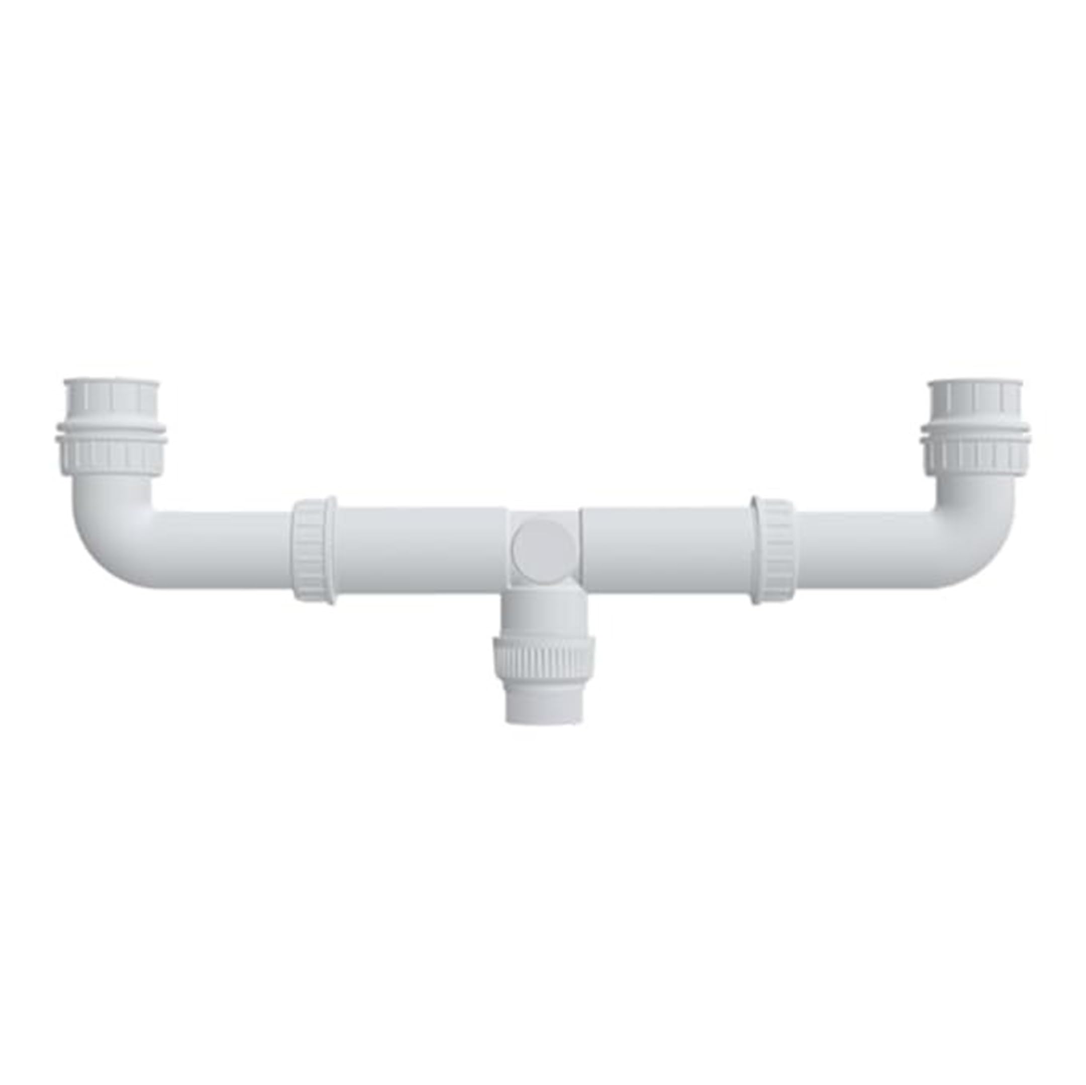ELEGANT CASA Double Bowl Sink Plastic Drain Out Pipe - White – Polypropylene- Adjustable Length 575mm(23’’) - 425mm(17’’) & Thread 40mm (1-1/2″) & 32mm (1-1/4″)