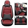Uomeng Universal Car Seat Covers Waterproof Leather Full Set, Can Protect Front and Rear Seats, To Fit Most Cars, Side Airbag Compatible, Wine Red Luxury