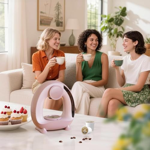 Image of 2 in 1 Single Serve Coffee Maker for K Cup,Ground Coffee and Tea Leaves, 1400W 20s Fast Heating Mini K Cup Coffee Brewer, One Button Operation (PINK)
