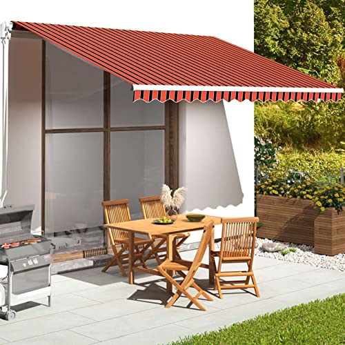 ShGaxin Telo di copertura per tenda da sole, per balcone, protezione solare, di ricambio, colore arancione e marrone, 4,5 x 3,5 m