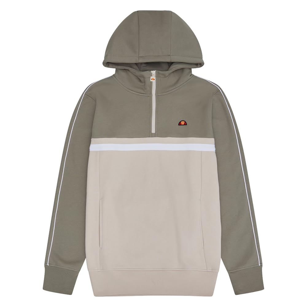 Ellesse Men's Cachi Beige Weiß Antogoni 1/4 Zip Hoody - S