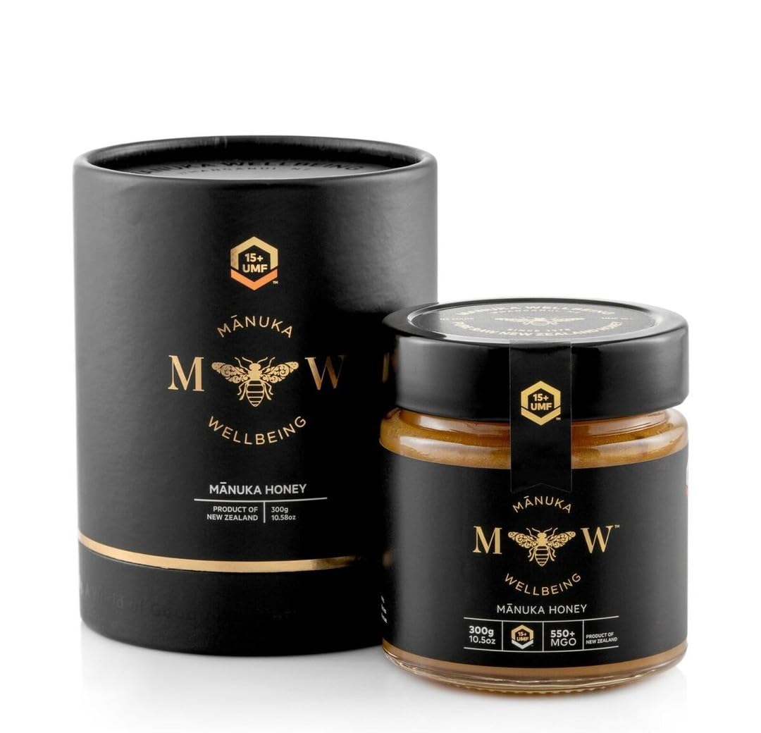 WELLBEING auténtica miel de Manuka MGO 550+ | UMF 15+ (300g) en tarro | fabricado, empaquetado y certificado de grado MGO en Nueva Zelanda | 100% puro
