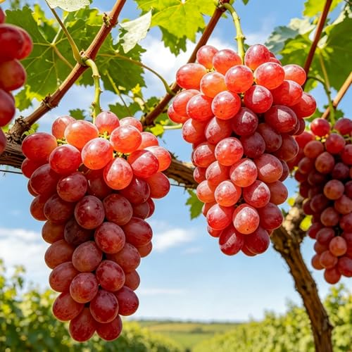 Sweet Seedless Grape Plant for Planting Red Seedless Grape Live Plant to Grow 1-2 Years Old Well-Rooted Garden Grow Sweet Table Grapes at Home Fast Growing Fruit Vine