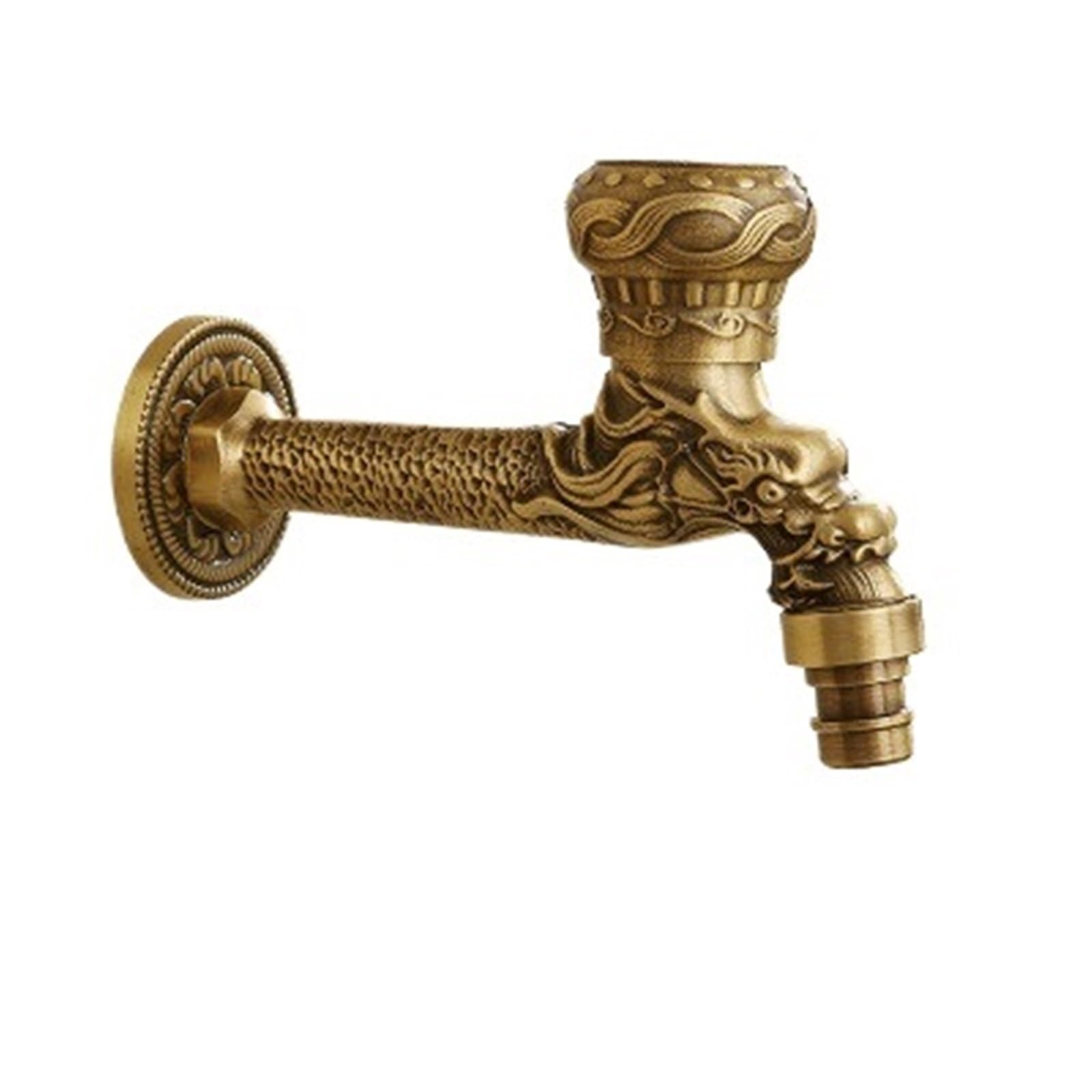 Outside Tap Brass Tap Faucet Garden Bibcocks Carved Washing Machine Outdoor Single Cold(Style L Tall)